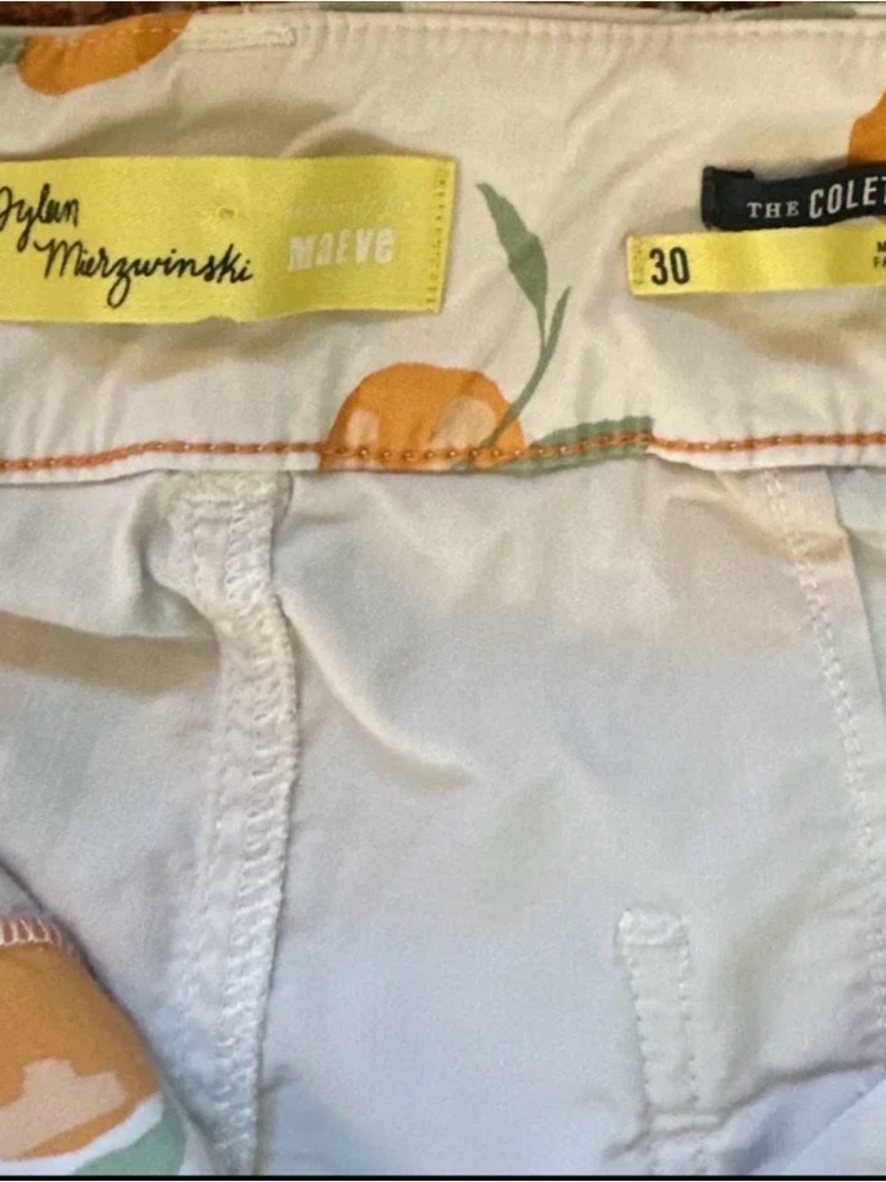 Anthropologie Maeve x Dylan Mirzwinski Colette Pant Orange Print Size 30 - Picture 4 of 5